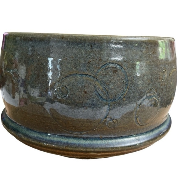 Hand thrown stoneware art pottery vase studio blue signed by Artist D. Hurick - Picture 3 of 15